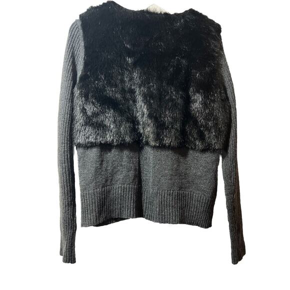 SIMPLY VERA WANG XL Fur Front Wool Blend Sweater Cardigan Charcoal Gray $78 NWT - Picture 5 of 13